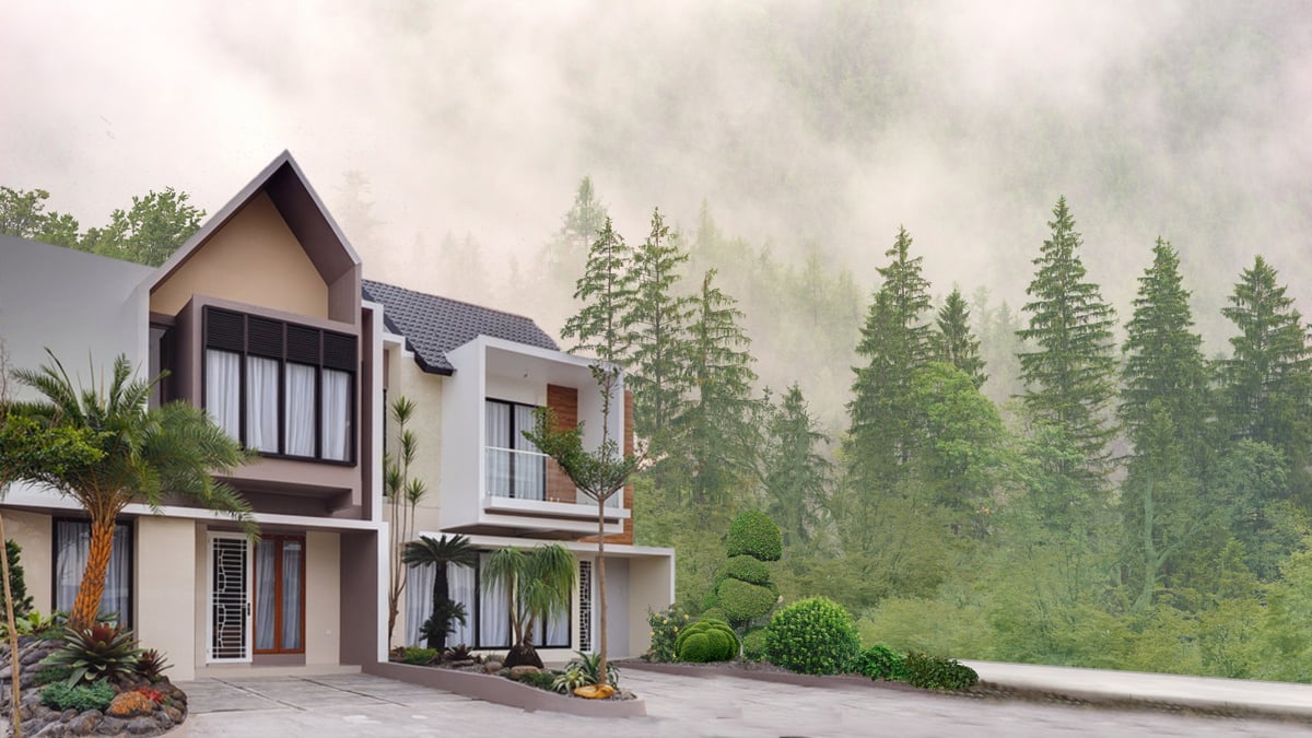 modern 2 storey house in a cool mountain area